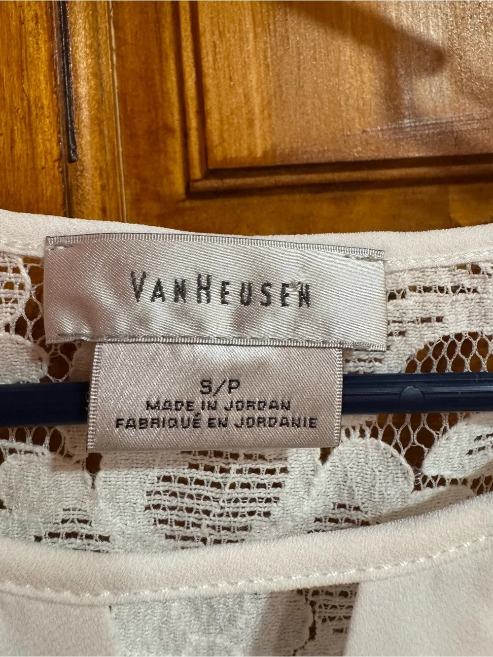 Van Heusen Cream Lace Front Short-Sleeve Blouse
